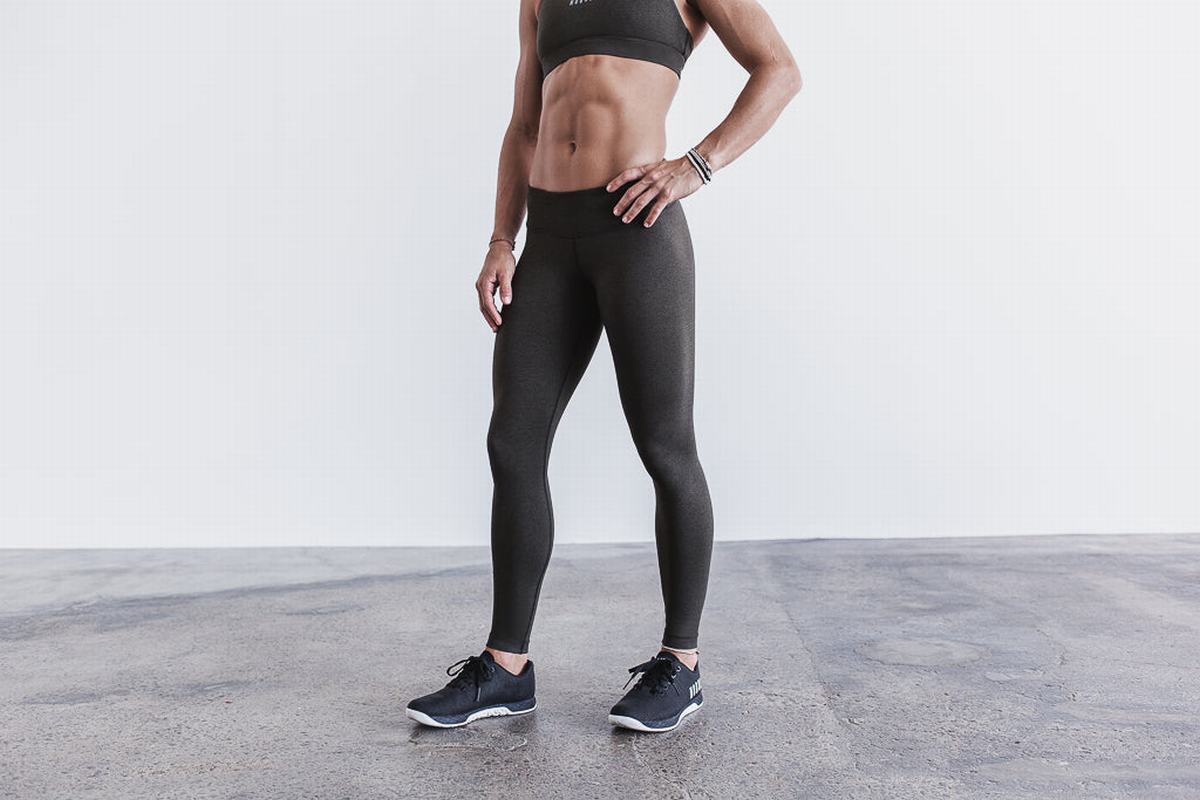 Nobull Mid-Rise Plush Heather Women's Tights Black | Australia (EP2763)